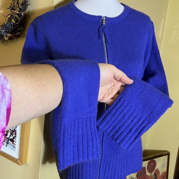 LORD & TAYLOR Size Large Dual Zip 
Super Wool Cashmere Exposed Zip Cardigan Luxe - Picture 6 of 16